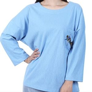 BRAND NEW Casual Tunic Top Tee with Embroidered Pocket L